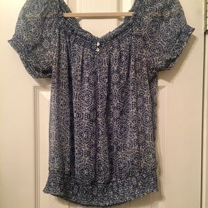 Blue/White sheer Top